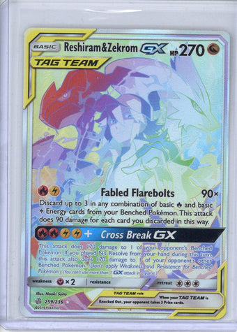 compare product 2019 Pokemon Cosmic Eclipse Reshiram & Zekrom GX Tag Team (Secret) 259/236