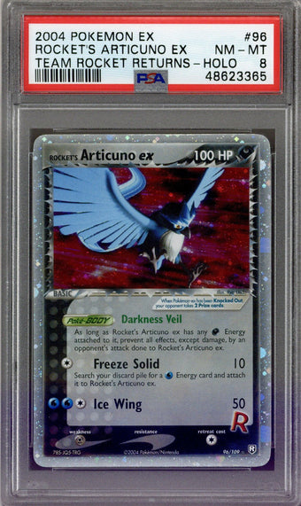 compare product 2004 Pokemon Team Rocket Returns Rocket's Articuno ex 96/109 PSA 8