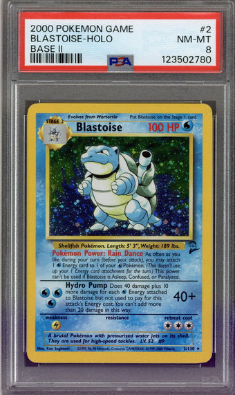 compare product 2000 Pokémon Game Blastoise-Holo BASE 2 #2 PSA 8