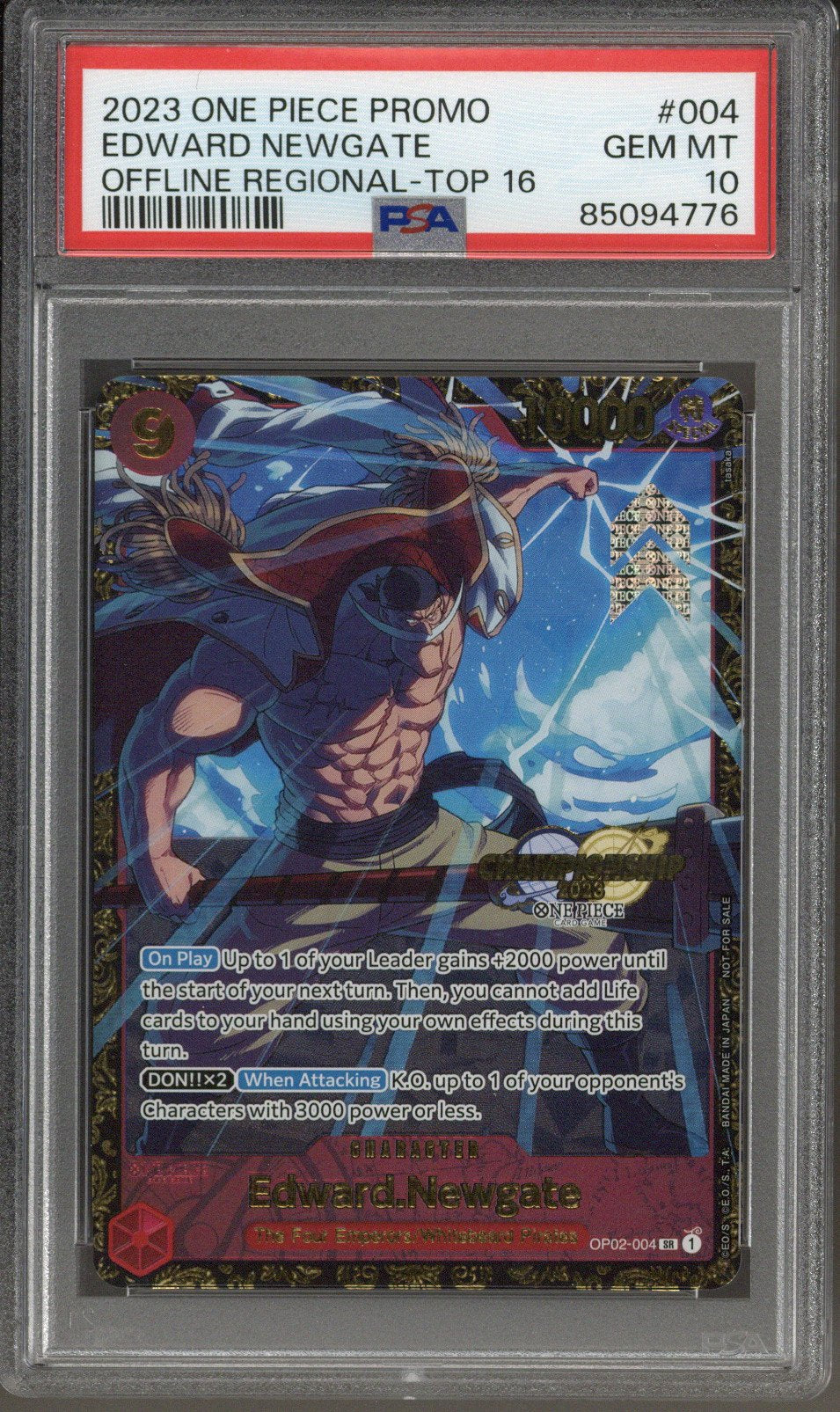 2023 One Piece Promo Edward Newgate Offline Regional - Top 16 #004 PSA 10