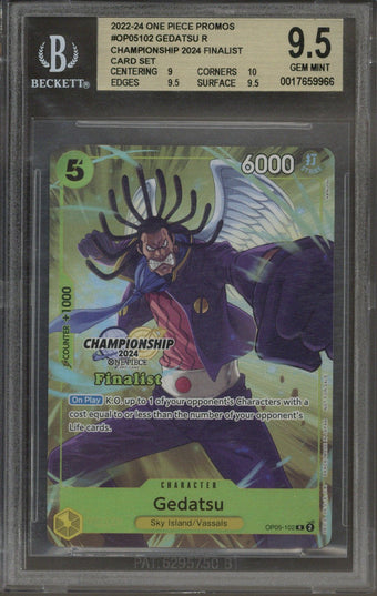 compare product 2022-24 One Piece Promos Gedatsu Championship 2024 Finalist #102 BGS 9.5
