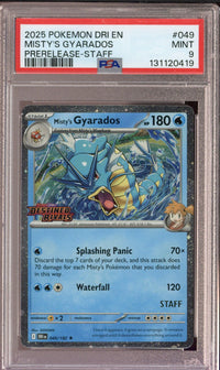 2025 Pokemon Destined Rivals Misty's Gyarados Prerelease Staff 049/182 PSA 9
