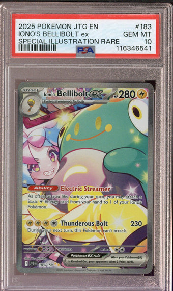 compare product 2025 Pokemon Journey Together Iono's Bellibolt ex SIR 183/159 PSA 10