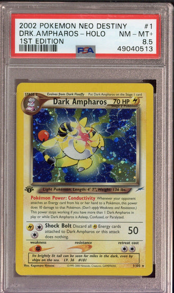 compare product 2002 Pokemon Neo Destiny Dark Ampharos 1st Edition Holo PSA 8.5