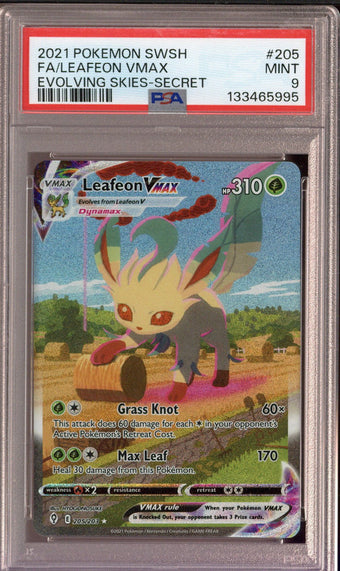 compare product 2021 Pokemon Evolving Skies Leafeon Vmax Secret 205/203 PSA 9