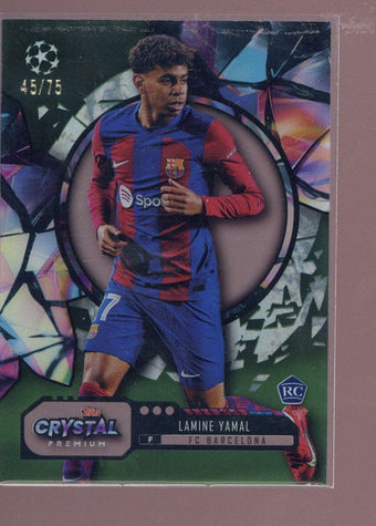 compare product 2023-24 Topps Crystal UEFA Lamine Yamal #27 RC Green 45/75