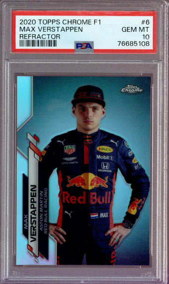 compare product 2020 Topps Chrome F1 Refractor Max Verstappen PSA 10 RC