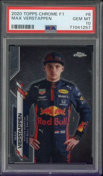 compare product 2020 Topps Chrome F1 MAX VERSTAPPEN #6 PSA 10