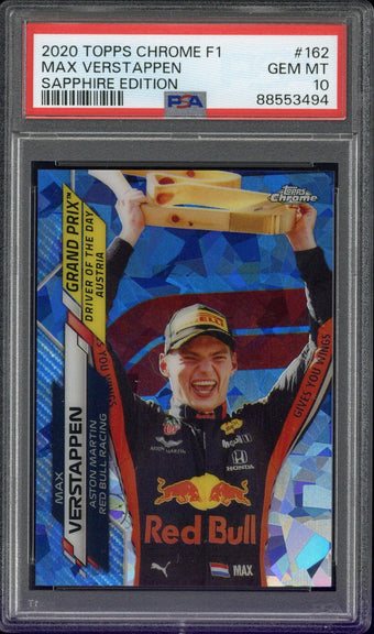 compare product 2020 TOPPS CHROME MAX VERSTAPPEN F1 SAPPHIRE EDITION #162 PSA 10