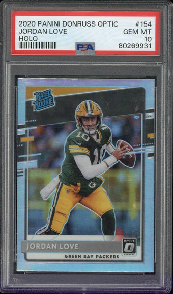 compare product 2020 Panini Donruss Optic Jordan Love Holo #154 PSA 10