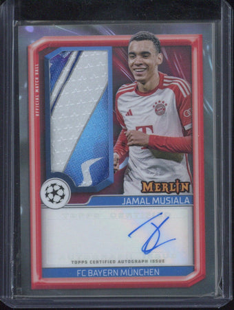 compare product 2023-24 Topps Merlin Chrome UCC Jamal Musiala Match Ball Patch AUTO