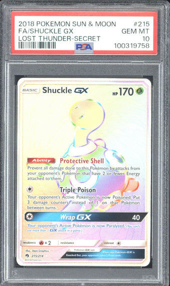 compare product 2018 Pokemon Sun & Moon FA Shuckle GX Lost Thunder-Secret #215 PSA 10