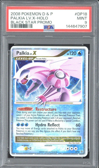 compare product 2008 Pokemon D&P Palkia LV.X-Holo Black Star Promo #DP18 PSA 9