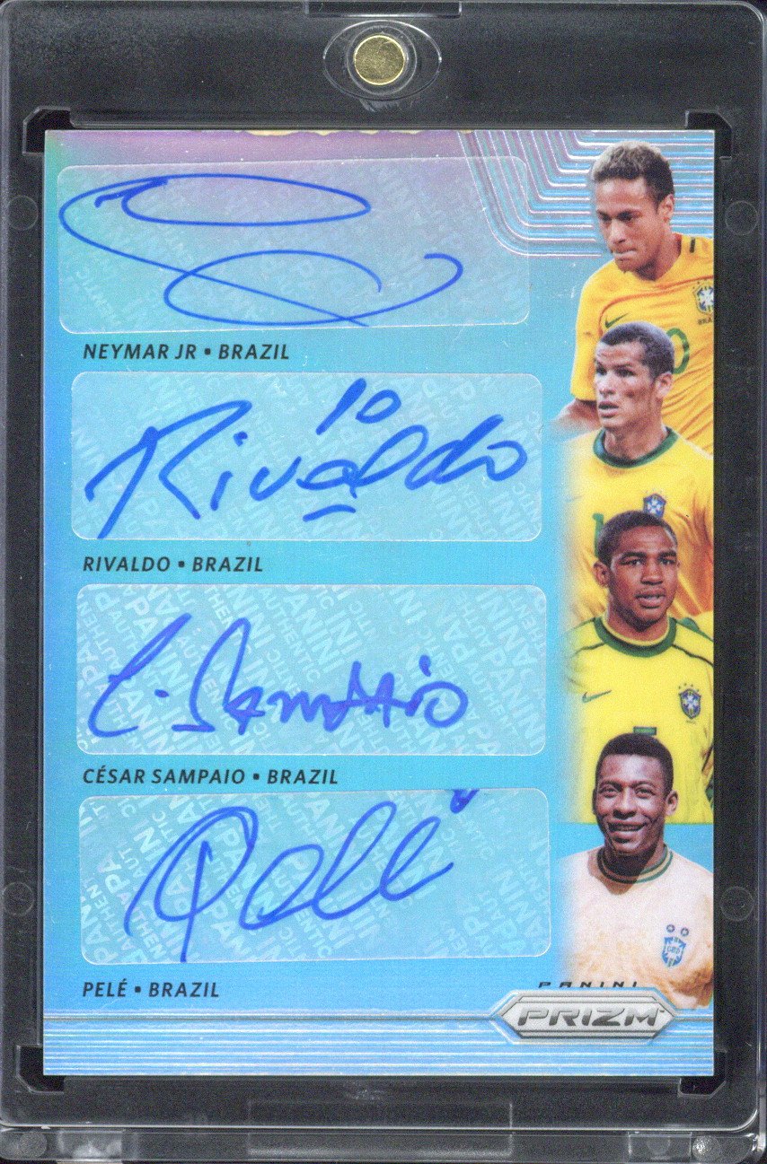 2018 Panini Prizm World Cup Neymar Jr. / Rivaldo / Cesar Sampaio / Pele Autograph /15 #QS-BRA