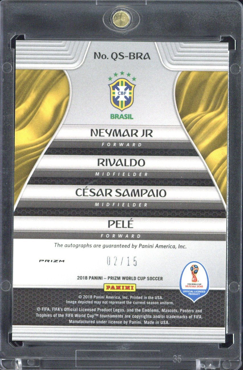 2018 Panini Prizm World Cup Neymar Jr. / Rivaldo / Cesar Sampaio / Pele Autograph /15 #QS-BRA