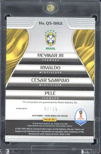 2018 Panini Prizm World Cup Neymar Jr. / Rivaldo / Cesar Sampaio / Pele Autograph /15 #QS-BRA