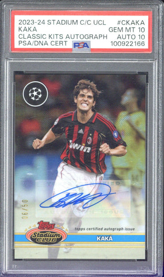 compare product 2023-24 Topps Stadium Chrome UCC Kaka Classic Kits Autograph /50 #CKAKA PSA 10 AUTO 10