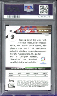 2024 Topps Chrome UEFA EURO Khvicha Kvaratskhelia Black Refractor /10 #134 PSA 8