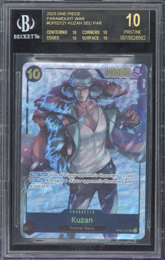 compare product 2023 One Piece OP02 Kuzan SEC PAR #121 BGS 10 Black Label
