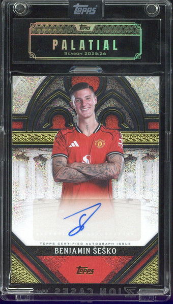 compare product 2025-26 Topps Palatial Manchester United Benjamin Sesko Autograph /10