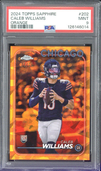 compare product 2024 Topps Sapphire Caleb Williams Orange /25 #202 PSA 9