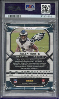 2021 Panini Obsidian Jalen Hurts Autograph /25 #77 PSA 8 AUTO 10