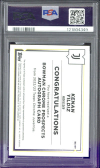 2022/23 Topps Chrome Juve Kenan Yildiz Bowman Chrome Autograph #KY PSA 9