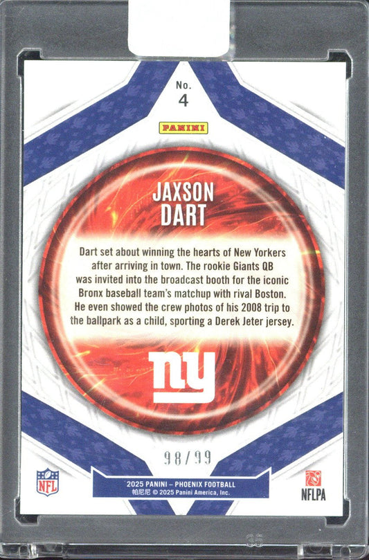 2025 Panini Phoenix Jaxson Dart RC Paragon /99 #4