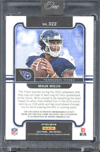 2022 Panini One Football Malik Willis RC Autograph /49 #322