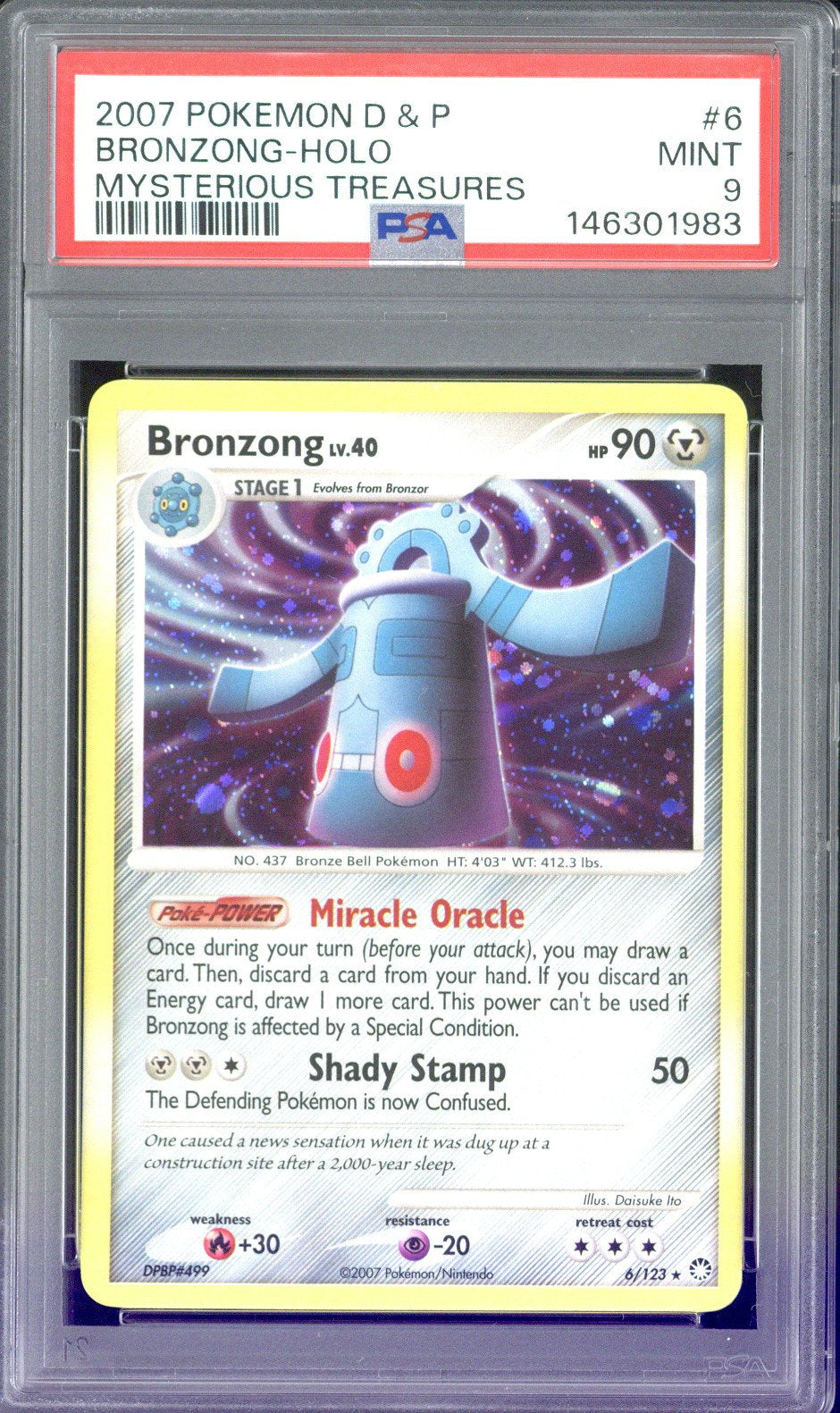 2007 Pokemon D&P Bronzong -  Holo Mysterious Treasures #6 PSA 9