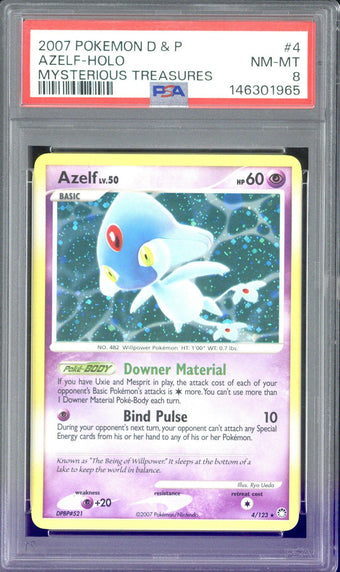 compare product 2007 Pokemon D&P Azelf - Holo Mysterious Treasures #4 PSA 8