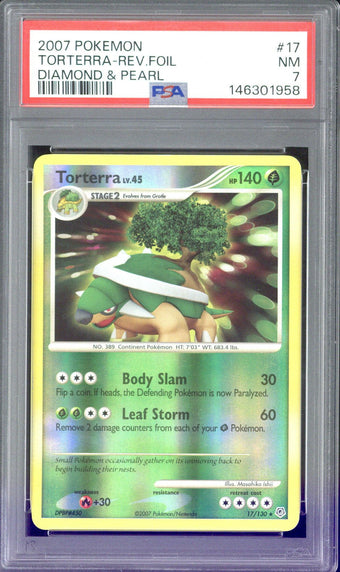 compare product 2007 Pokemon Torterra - Rev. Foil Diamond & Pearl #17 PSA 7