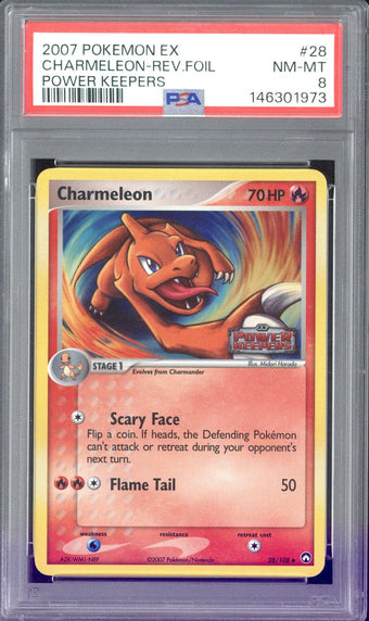compare product 2007 Pokemon EX Charmeleon - Rev.Foil Power Keepers #28 PSA 8