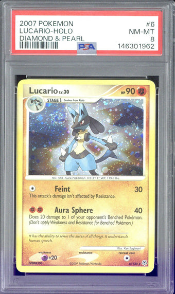 compare product 2007 Pokemon Lucario - Holo Diamond & Pearl #6 PSA 8