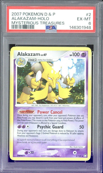 compare product 2007 Pokemon D&P Alakazam - Holo Mysterious #2 PSA 6