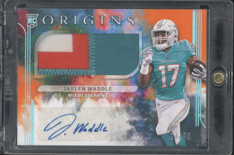 compare product 2021 Panini Origins Jaylen Waddle RC Autograph Patch /75 #163