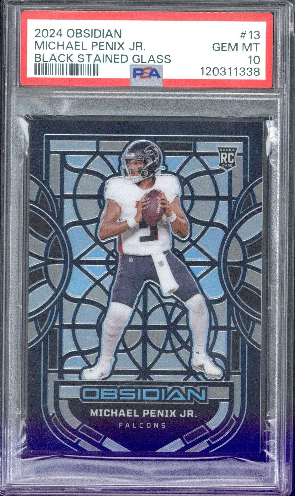 2024 Panini Obsidian Michael Penix Jr. Black Stained Glass #13 PSA 10