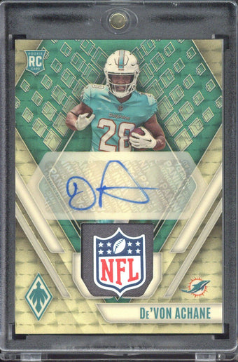 compare product 2023 Panini Phoenix De'Von Achane RC NFL Shield Autograph 1/1 #RAJ-DA