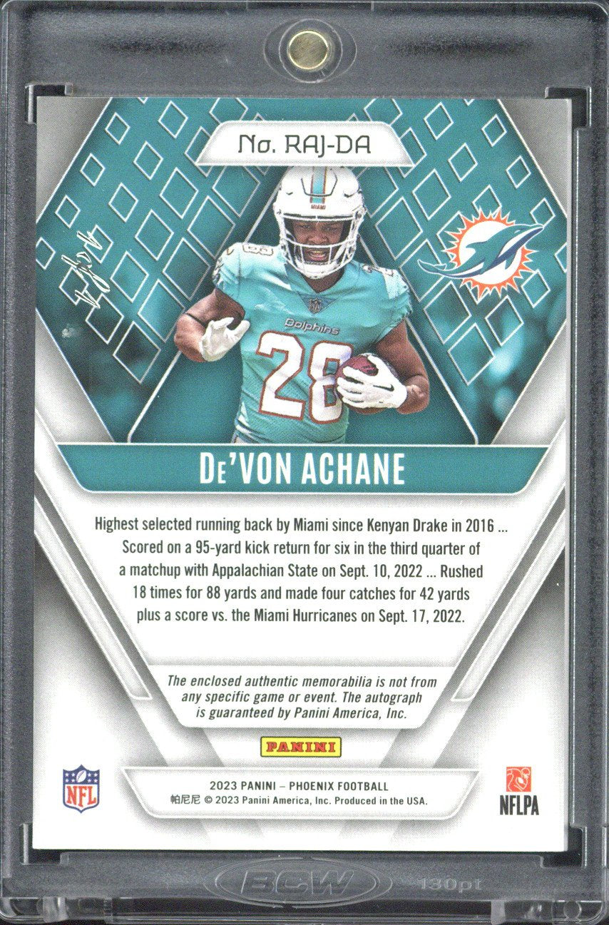 2023 Panini Phoenix De'Von Achane RC NFL Shield Autograph 1/1 #RAJ-DA