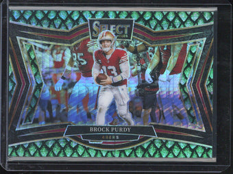 compare product 2024 Panini Select Brock Purdy Dragon Scale Field Level /70 #465