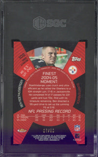 2005 Topps Finest Ben Roethlisberger Green XFractor /50 #108 SGC 9