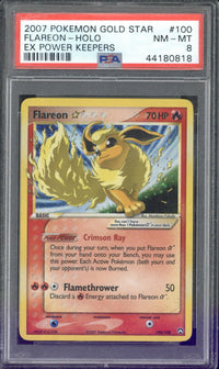 2007 Pokemon EX Power Keepers Gold Star Flareon Holo #100 PSA 8
