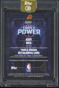 2025/26 Topps Three Koby Brea Phoenix Suns Autograph /15 #TP-KB