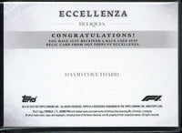 2025 Topps Eccellenza F1 David Coulthard Patch /25