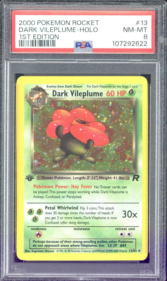 2000 Pokemon Rocket Dark Vileplume Holo 1st Edition #13 PSA 8