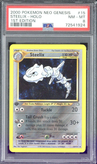 compare product 2000 Pokemon Neo Genesis Steelix Holo 1st Edition #15 PSA 8