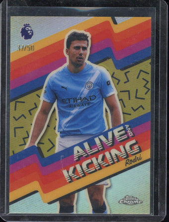 compare product 2025-26 Topps Chrome Premier League Rodri Alive and Kicking /50 #AK-4