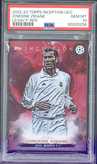 compare product 2022-23 Topps Inception UCL Zinedine Zidane Legacy Red /10 PSA 10