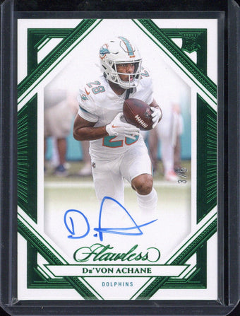 compare product 2023 Panini Flawless Football De'von Achane Autograph /5 #RFS-DAC