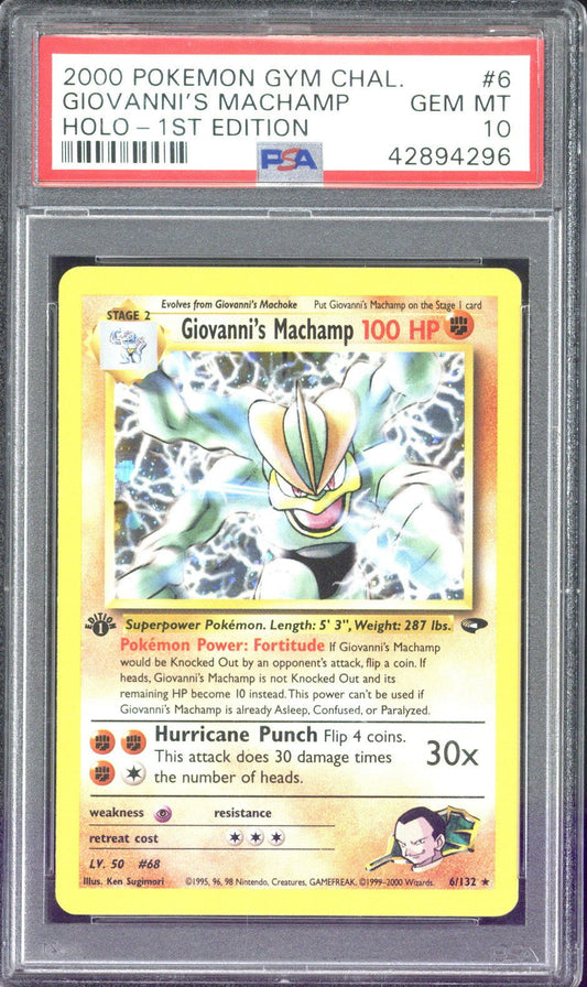 2000 Pokemon Gym Challenge Giovanni's Machamp Holo 1st Edition #6 PSA 10